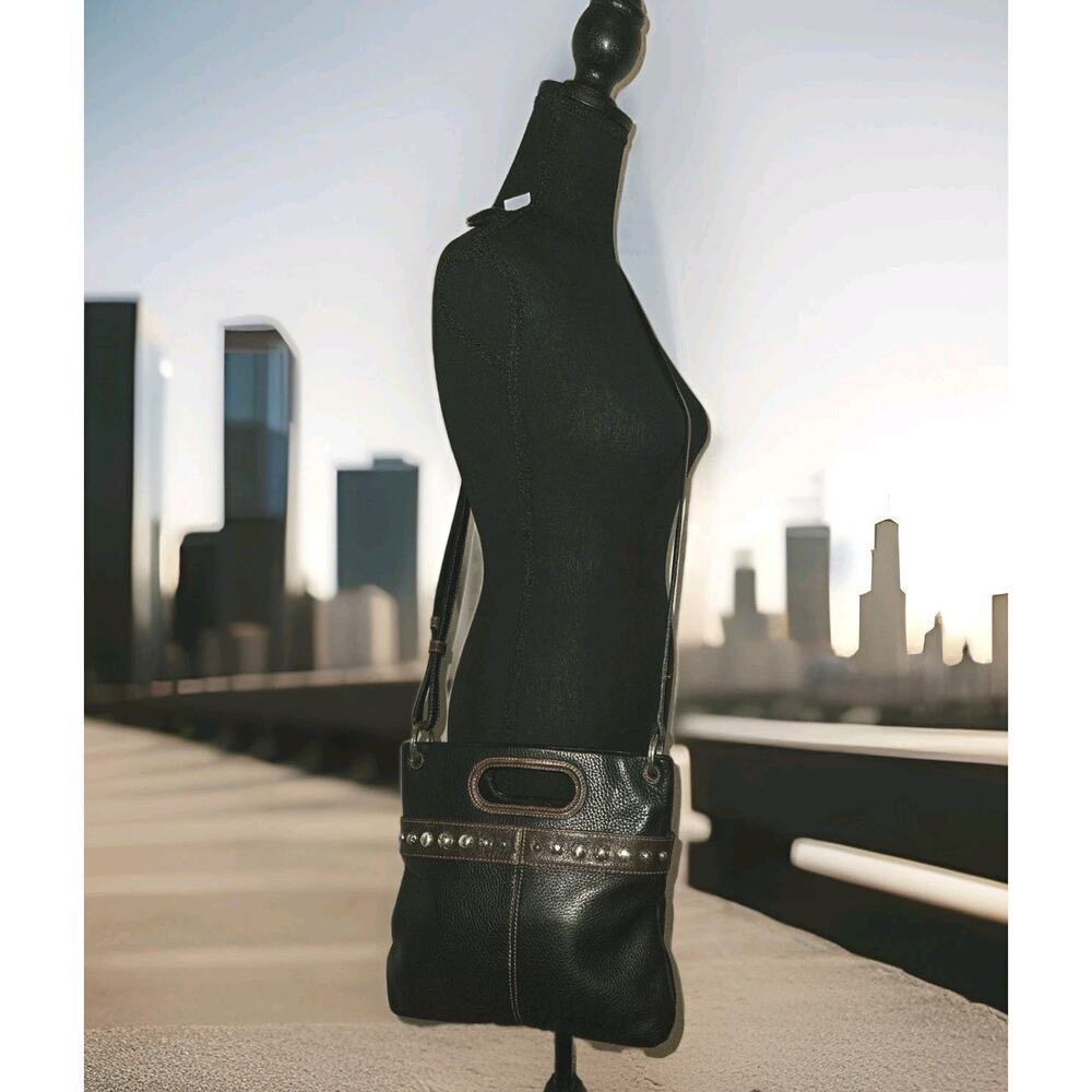 Brighton Crossbody Black W/Studded Detail 10.25x10